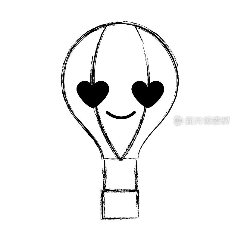 Figure air balloon in love kawaii卡通
